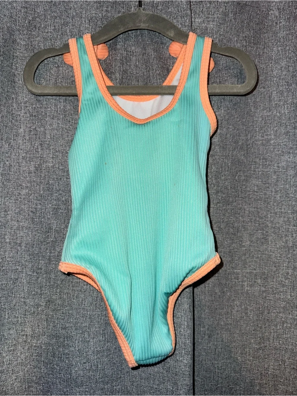 Cat & Jack Aqua One-Piece Swimsuit with Peach Trim